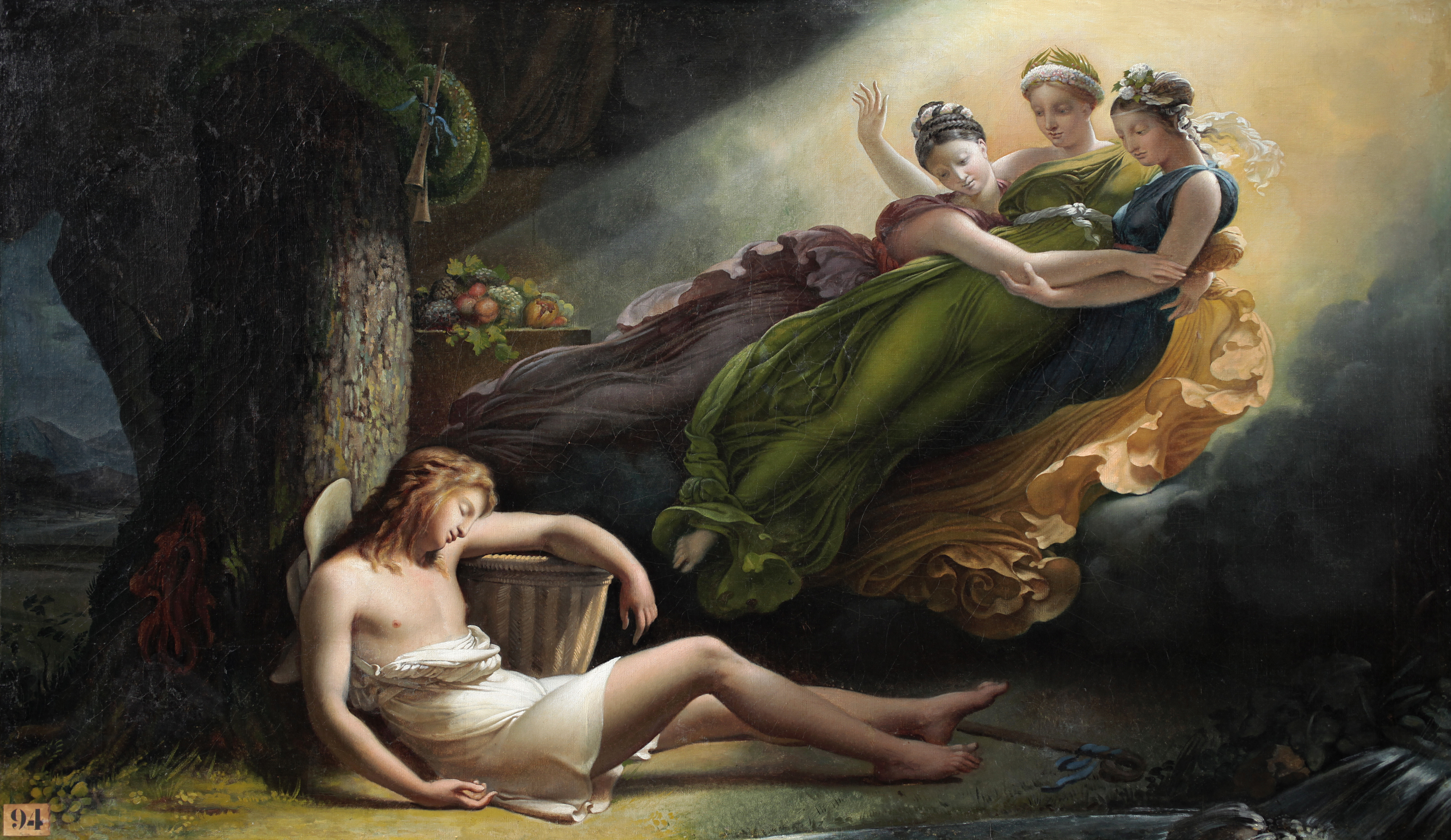 Louis Hersent, Les Grâces visitent Daphnis pendant son sommeil, huile sur toile, 92 x 160 cm, 1817 (Cl. Musées de Sens - E. Berry)
